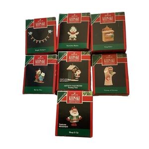 Vintage Hallmark Keepsake Miniatures Lot 7 Ornaments with Original Boxes